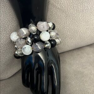 Elegant Black and Silver Beaded Bracelet